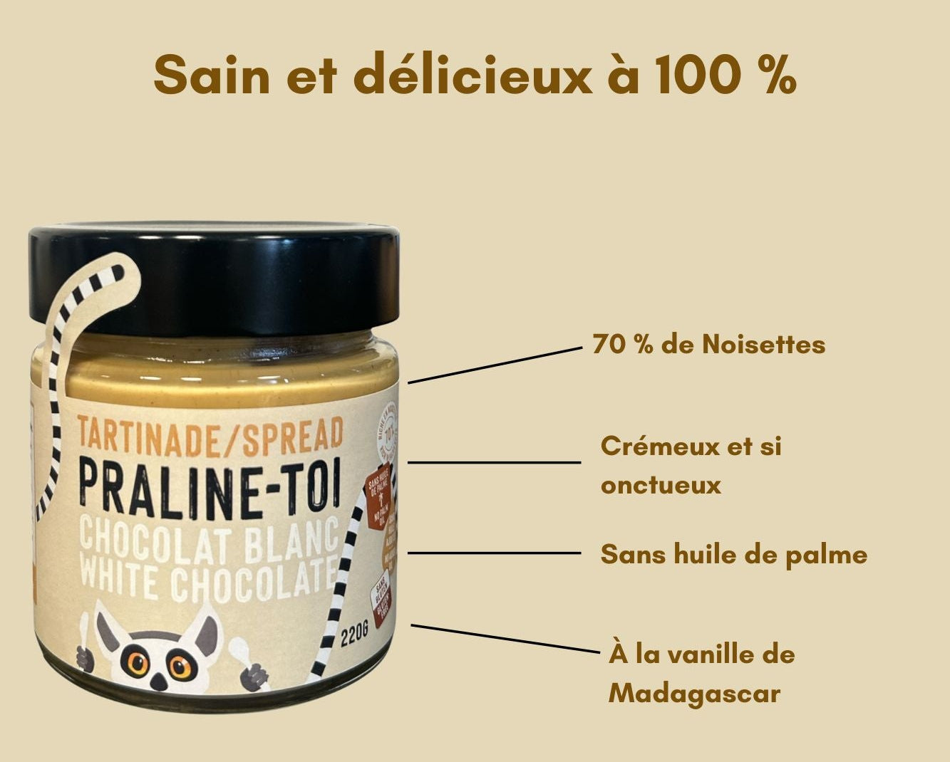 Noisettes croquantes, chocolat blanc, et vanille de Madagascar